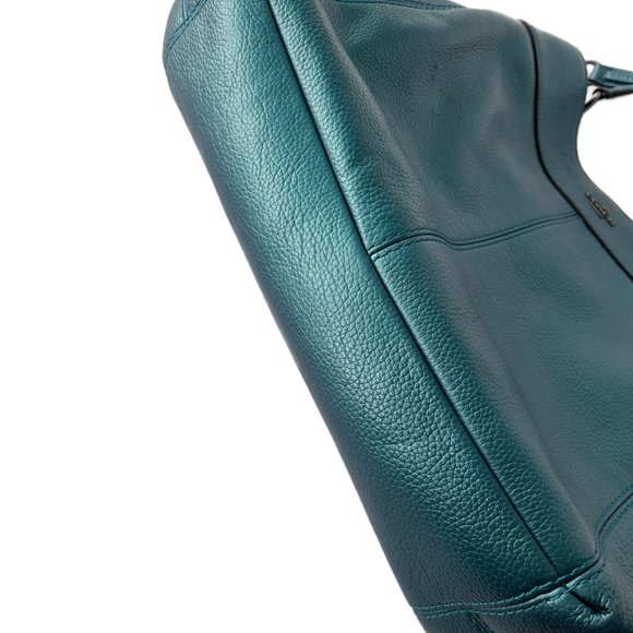 Coach Pebbled Leather Lexy Chained Shoulder Bag In Metallic Teal F22209 - NWOT - Picture 5 of 9